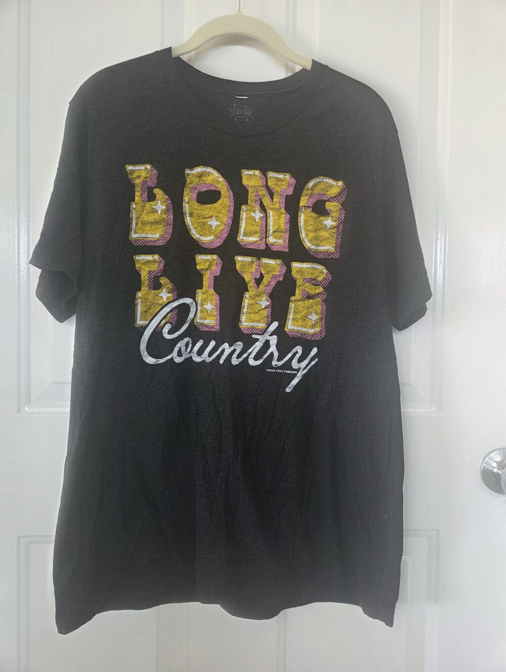 Long Live Country Graphic Tee - Heathered Black Large. Texas True